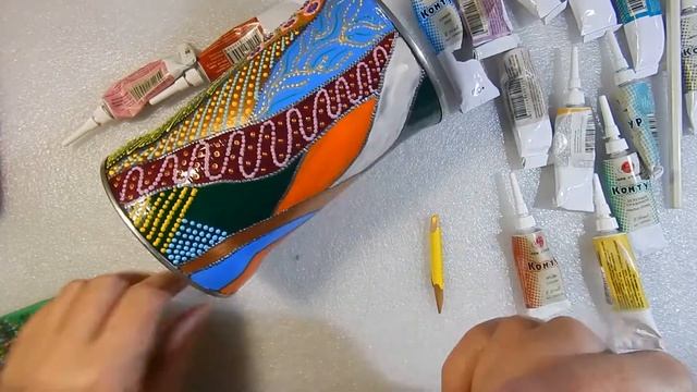 Металлическая баночка из-под кофе. Точечная роспись. Мастер класс. смотреть онлайн