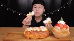 [SUB]크림빵이 단짠단짠이면 먹는걸 멈출수 없지!!?(Cod roe baguette, cream cheese danish)#MUKBANG