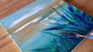 Демонстрация акриловой абстрактной цветочной живописи / Простая техника работы с мастихином #03