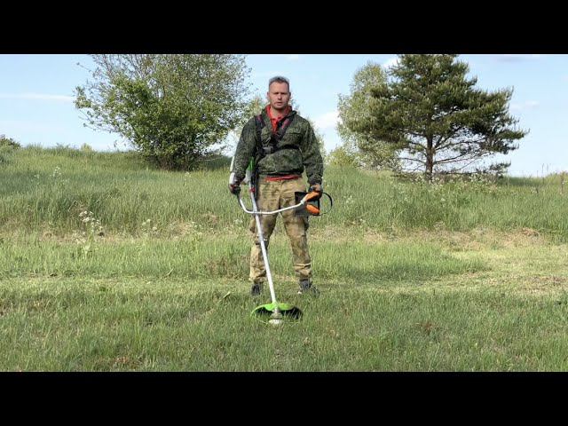 Удобный и мощный триммер для вашего участка. Модель REDVERG RD-GB243S смотреть онлайн