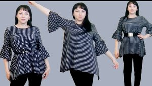 Блузка-туника-разлетайка по косой. 
Крой на ткани.