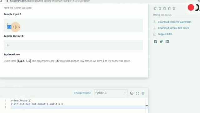 DAY 8 "\t" FIND THE RUNNER "\t" HACKERRANK "\t" PYTHON BASIC TO ADVANCE "\t" {HELLO/WORLD}