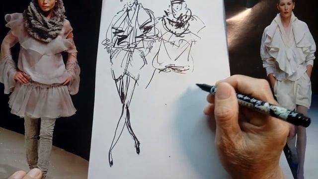 보기만 해도....쉬워지는...니트,시폰소재 디자인..  Fashion Sketches  ,붓펜, 수채물감 사용
