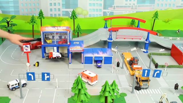 Excavadora Tractor Buldocer juguetes Camiones coche de policía y bomberos Excavator Toys смотреть онлайн