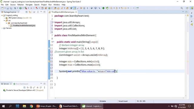 Logical coding-02 Find Min and Max element in Array || Core java |Coding by heart смотреть онлайн