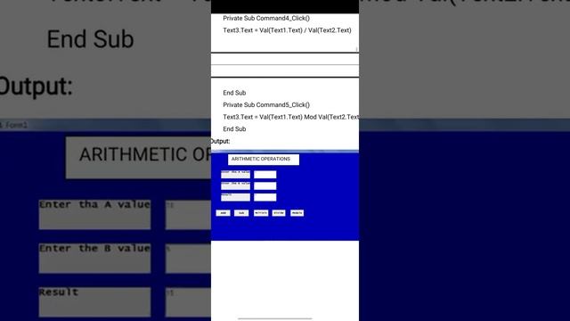 visual basic arithmetic operation
