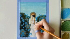 The Girl and the Flowers Painting with Poster Color / Hydrangea Painting