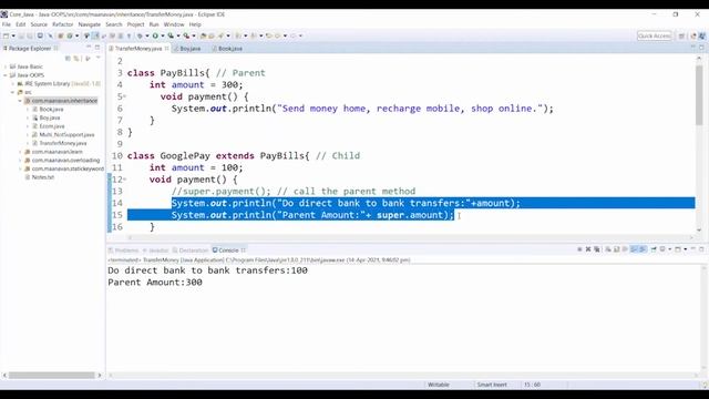 Super Keyword in Java | Examples | Java Tamil Tutorial for Beginners