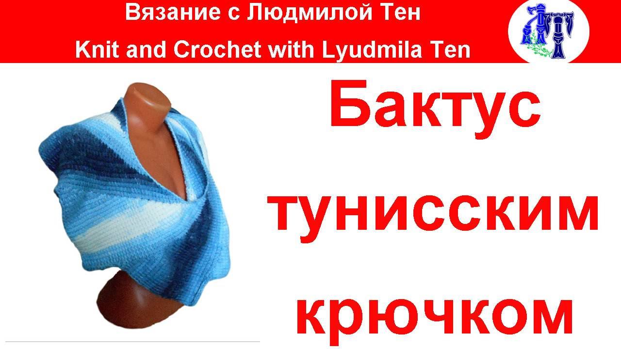 Шаль бактус тунисским крючком Морской дракон