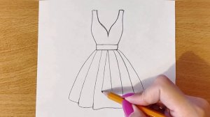 Как Нарисовать Платье Очень Легко И Просто | Рисуем Карандашом Платье | Простой Рисунок