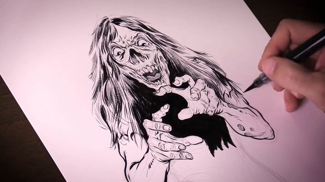 Drawing with Ink by Fantasy Artist Jeff Miracola - Time-lapse смотреть онлайн