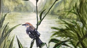 Картина Бамбук Картина Маслом Пейзаж С Рекой