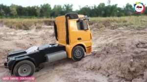 BRUDER TOYS - AMAZING HUINA 573 and MERCEDES ACTROS Work 2018 - RC HUINA 573 HYDRAULIC FULLMETAL