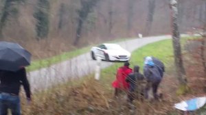 Раллийный Peugeot RCZ R чудом не зацепил зрителей при вылете с трассы_Rallye de Franche Comté 2015