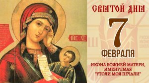 7 февраля. Православный календарь. Икона Божией Матери, именуемая "Утоли Моя Печали".