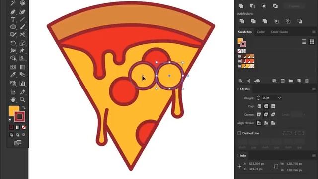 How to design vector  pizza using adobe illustrator. Fast food logo design tutorial.