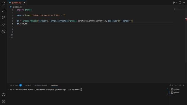 Projet Python Débutant : générateur de QR CODE