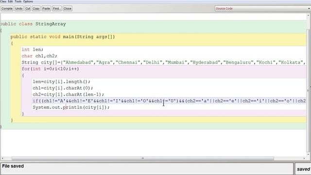 String Arrays Java Program Examples | String Manipulation | ICSE Syllabus