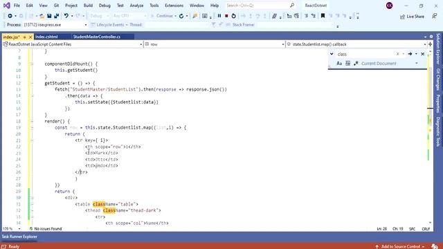 #03 Displaying tabular data from database using React js in ASP NET MVC Part 2