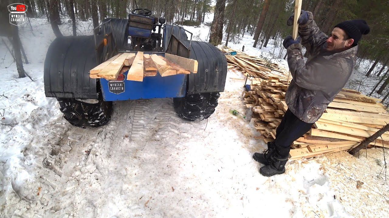Начали завозить в лес пиломатериал для строительства бани. Часть 2. смотреть онлайн