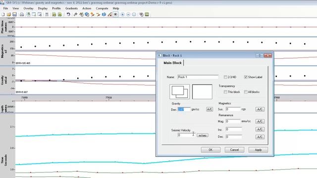 Geosoft GM-SYS Profile Gravity and Magnetic Modelling software