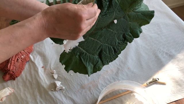 Leaf imprint/Plaster art/Tutorial/Отпечатки растений/Мастер-класс/ Гипс/Лопух