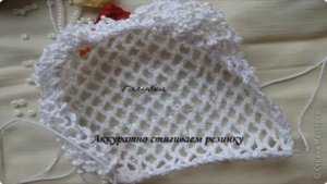 Вязание с бисером.Сеточка-резинка "БЕЗЕ" для волос.