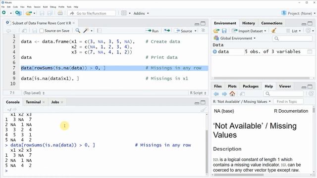 Extract Subset of Data Frame Rows Containing NA in R | Select Missing Value Lines | is.na & rowSums смотреть онлайн