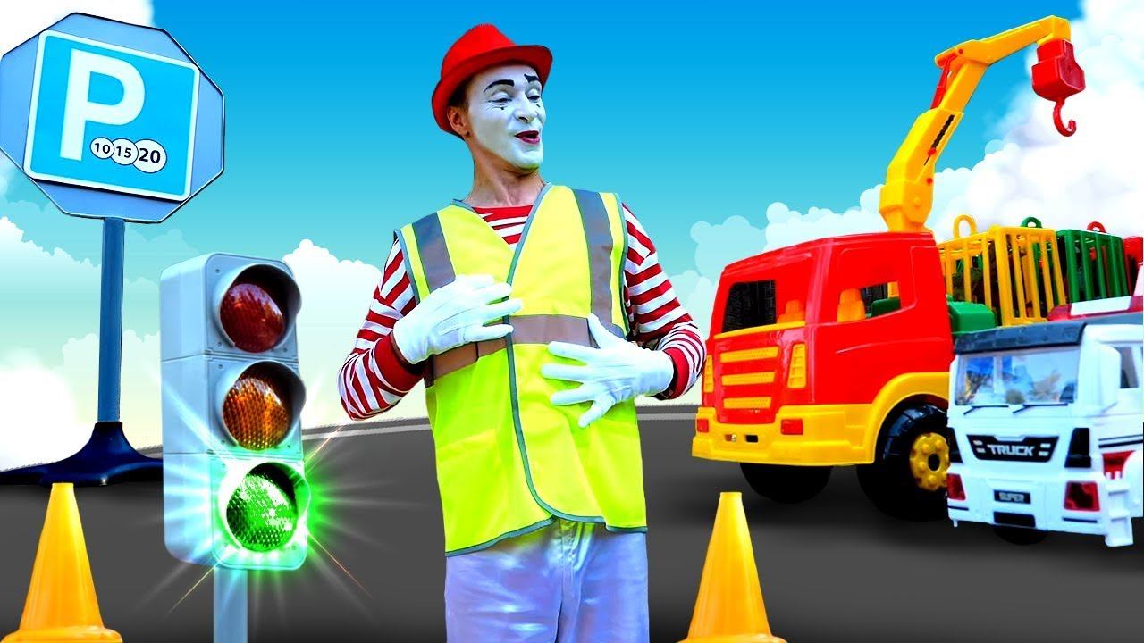 Toy Cars and Trucks for Kids on a Parking Lot: Funny Videos for Kids with Toys for Kids