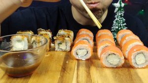 АСМР РОЛЛЫ ФИЛАДЕЛЬФИЯ МУКБАНГ | ASMR ROLLS  PHILADELPHIA MUKBANG  | #РОЛЛЫ #ROLLS