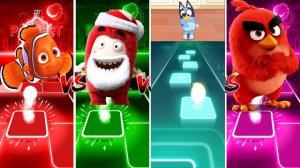 Nemo 🆚 Oddbods 🆚 Bluey 🆚 Angry Birds | Tiles Hop EDM Rush 🎶
