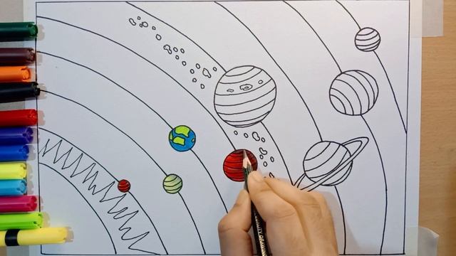 How to draw solar system step by step || Solar system drawing || solar system project || @ArtwithB смотреть онлайн