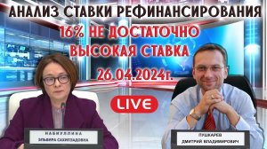 Анализ ставки рефинансирования ЦБ РФ от 26.04.2024 | 16% не достаточно высокая ставка