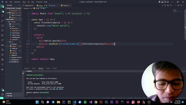 Full React Tutorial #6 - Function and Click Events in React js