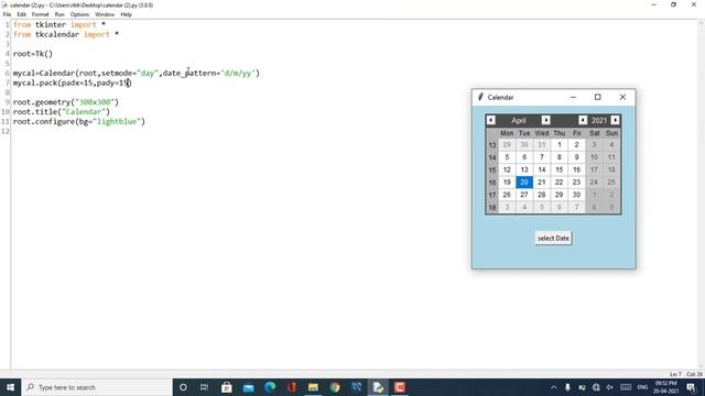 Create GUI Calendar Using Python - Python Tkinter Tutorial – смотреть ...