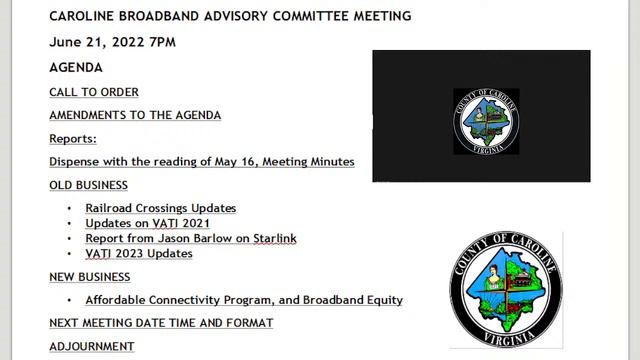 Caroline County Broadband Advisory Committee 6/21/2022 смотреть онлайн