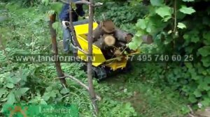 Минидумпер (минисамосвал) Landformer перевозит чурки