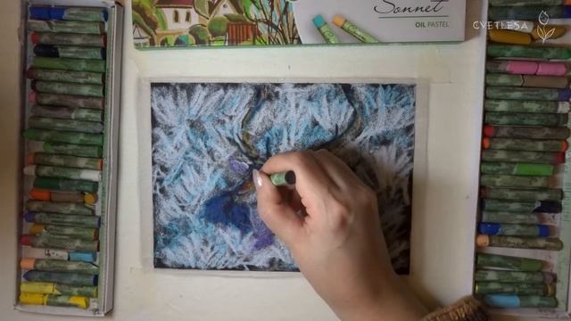 Олень и масляная пастель Сонет на наждачке смотреть онлайн