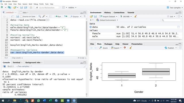 Independent Two Samples t test in R Studio смотреть онлайн