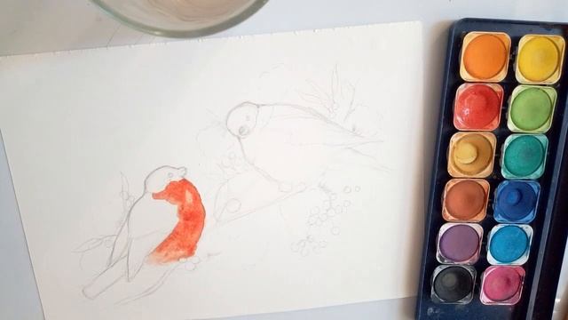 How to draw and paint a Bird with watercolor step by step смотреть онлайн