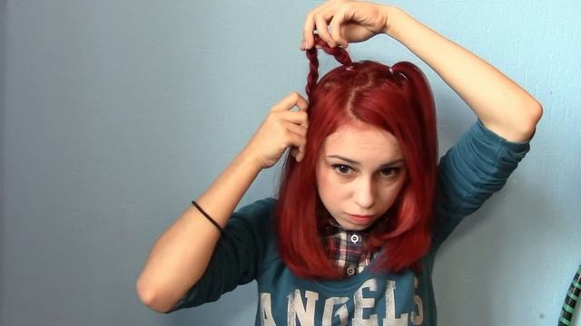 Прическа:Кошачьи ушки из волос.Милая прическа/Cat ears with your own hair. cat ears hairstyle