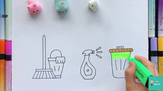How to Draw HOUSE CLEANING STUFF | Easy Drawings смотреть онлайн
