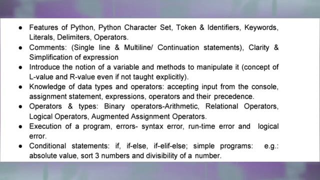 Computer Science Python Revised Syllabus, Revised Syllabus Python Class 11 (2020-21)