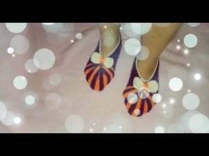 Вязанные тапочки "зефирки" на двух спицах