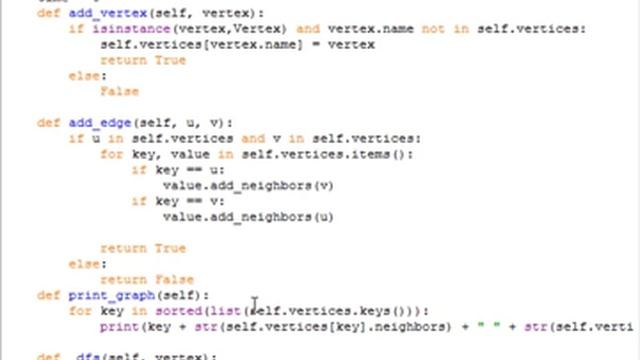 DFS for unidirected graph python code