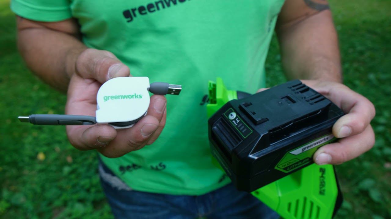 Аккумулятор Greenworks G24USB4 с USB разъемом, 24V (арт 2939307)_80 сек