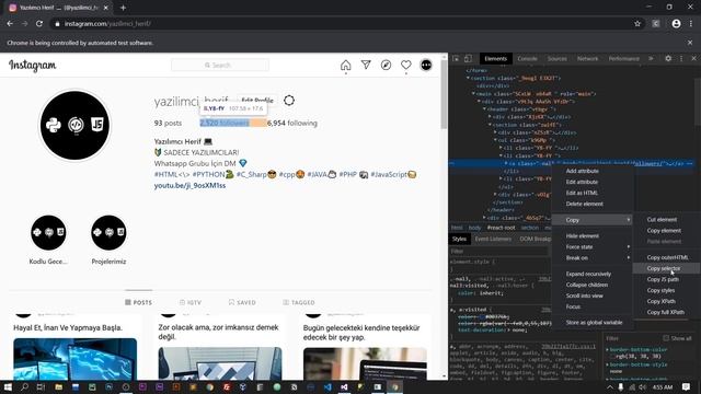C# - SELENIUM İLE INSTAGRAM TAKİPÇİLERİNİ ÇEKME (C# Dersleri) смотреть онлайн