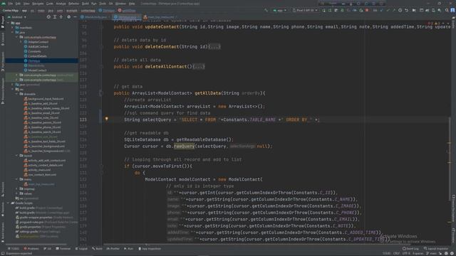 Contact App | Sort Contact Data | Java | Android App Development SQLIte project