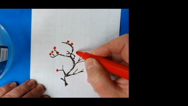 Как нарисовать веточку сакуры, легко и просто
