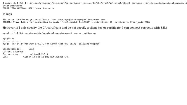 Databases: ERROR 2026 (HY000): SSL connection error: Unable to get private key смотреть онлайн